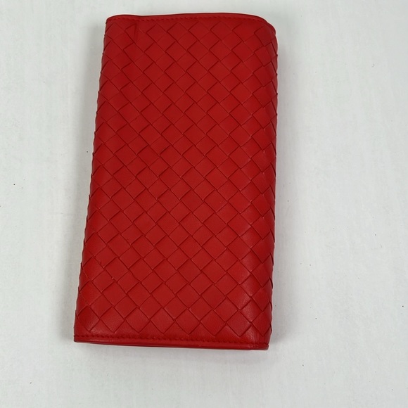 SOLD🤑Bottega Veneta Red Intrecciato Leather Continental Flap Wallet - Picture 4 of 13